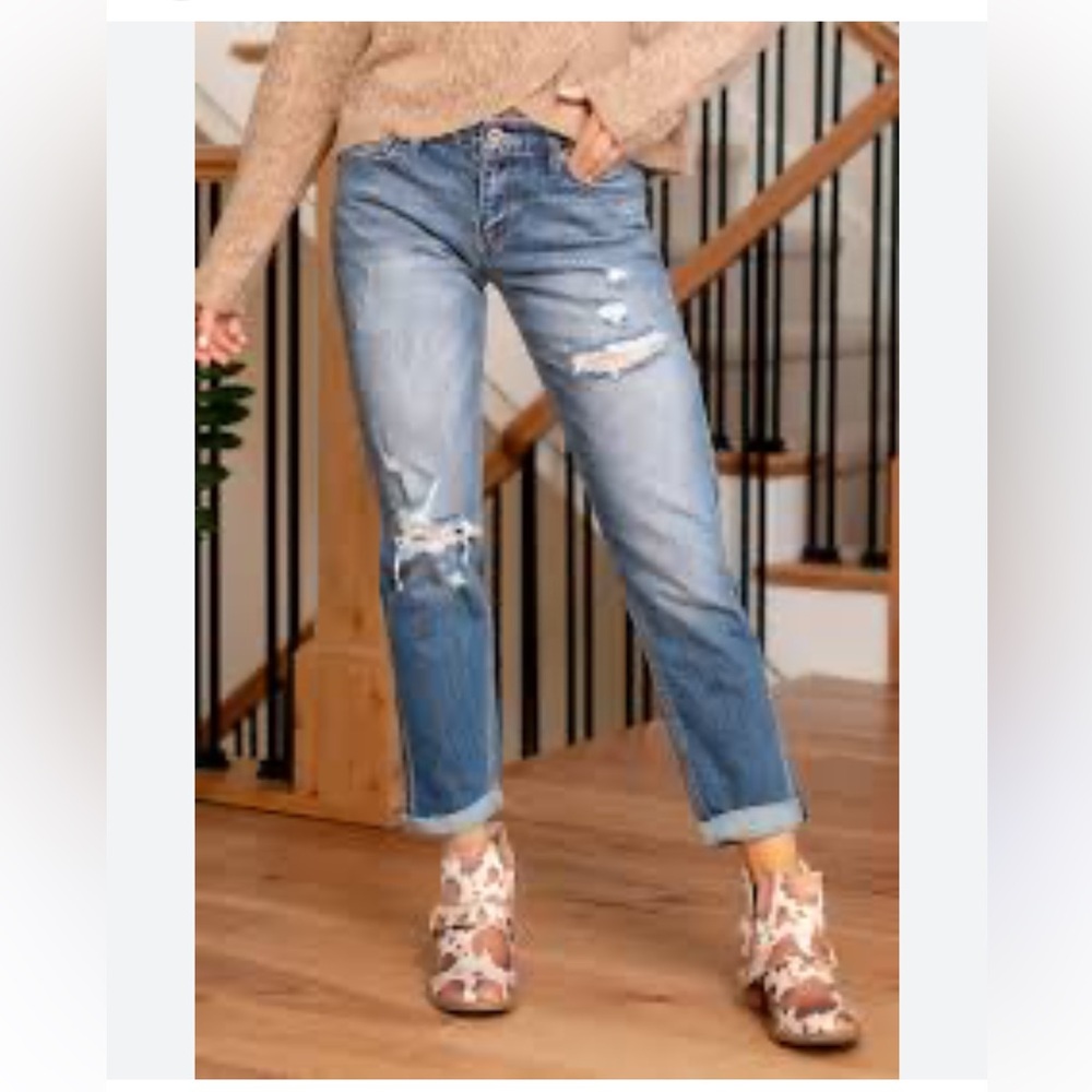 Kan Can Premium Koreanbrand Jean- Boyfriend fit Distressed-EUC Sz 27 Ankle lgth